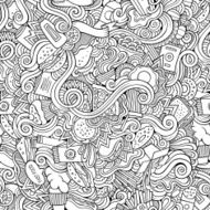 Seamless doodles abstract fast food pattern N5