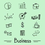 Vector Business icon set in doodle style