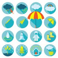 Rainy Season Flat Icons Set