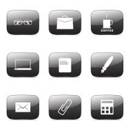 Office Work Square Vector Black Button Icon Design Set N12