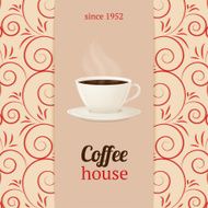 Coffee house menu with cup of hot drink