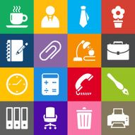 Office Icons and Color Background