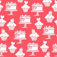 Hand drawn Cake and Cupcake seamless pattern N2