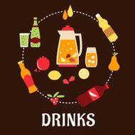 Beverages and drinks flat composition