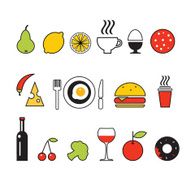 vector line color food icons