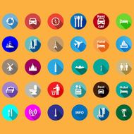 travel icons set in a flat style