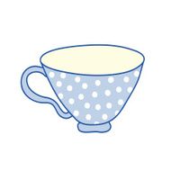 Empty Blue Colored Tea Cup with White Polka Dots