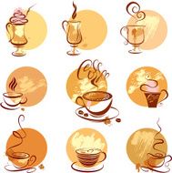 Set of coffee cups icons stylized sketch symbols