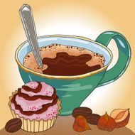 Sweet ake and coffee