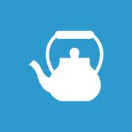 teapot icon white on the blue background