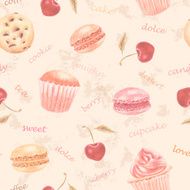 Hand drawn dessert seamless pattern on shabby grangy background