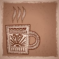 Coffee Cup Background in Ethnic Style N2