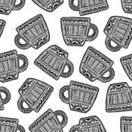 Coffee Theme Ethnic Seamless Pattern N12