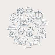 Coffee line icon circle set N4