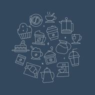 Coffee line icon circle set N5