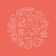Coffee line icon circle set N6