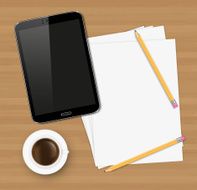 Desk concept with a blank paper N3