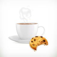 Cup of coffee and cookies isolated vector illustration