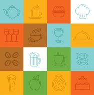 Vector food linear icons and signs