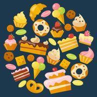 Sweets icons set in flat style N2