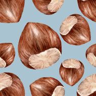Seamless pattern with hazelnuts