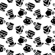 Seamless pattern with silhouettes tea coffee cups N5