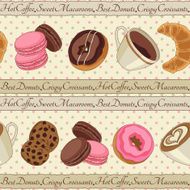 Cookies and coffee pattern light yellow