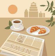 still life with coffee and croissant