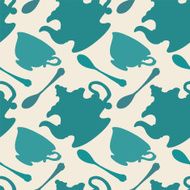 Seamless pattern with silhouettes cups and teapots