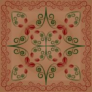 carpet with flowers and leaves on brown-khaki background