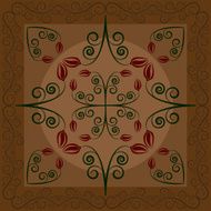 carpet with flowers and leaves on brown-khaki background N2