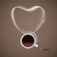 Flavored coffee with steam heart