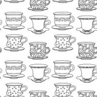 Seamless pattern with tea coffee cups