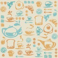 Seamless pattern with breakfast elements