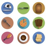 Vector flat food circle icon set Eps10