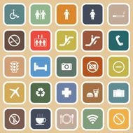 Public flat icons on orange background