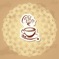 coffee label over circle ornamental vintage background