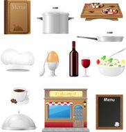 set kitchen icons for restaurant cooking vector illustration