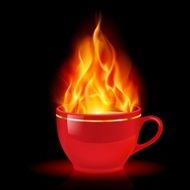 Coffee or tea cup with fire