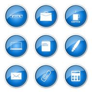 Office Work Blue Vector Button Icon Design Set N13