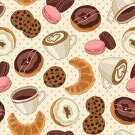 Cookies and coffee pattern light yellow N2