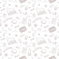 Doodle hand drawn info graphic elements seamless vector pattern N3
