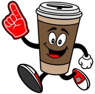 Coffee Running with Foam Finger