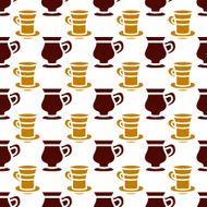 Seamless pattern with silhouettes tea coffee cups N6