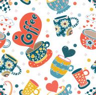 Cute tea Vector seamless pattern