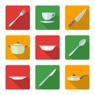 flat dinnerwarwe icons set