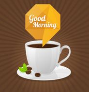 Vector white coffee cup and text cloud N2