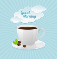 Vector white coffee cup and text cloud N3
