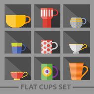 Vector flat color cups on shelf set N53