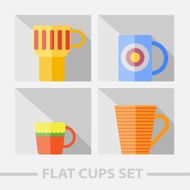 Vector flat color cups on shelf set N54